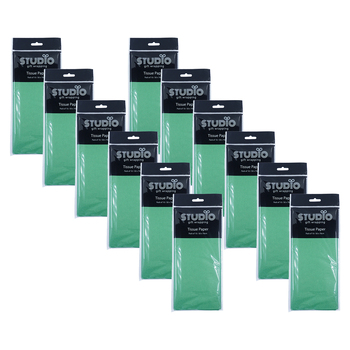 12x 10pc Studio Gift Wrapping Tissue Paper 50x70cm Green