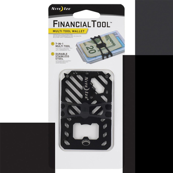 Nite Ize Financial Tool 7in1 Stainless Steel 9cm Multi-Tool Wallet - Black