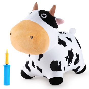 Bouncy Pals Inflatable Ride-On Plush Dairy Cow w/ Pump 18m+
