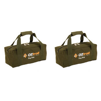 2PK OZtrail Heavy Duty Canvas Camping Peg Bag 35x15cm - Green