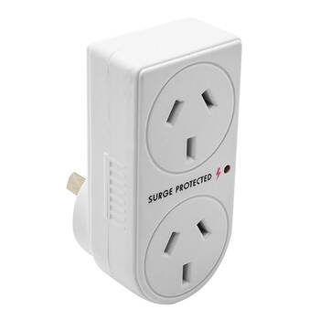 The Brute Power Co Vertical Surge Protection Double Adapter - White