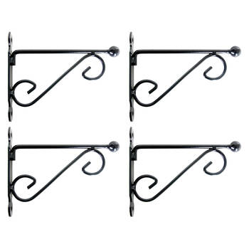 4PK Esschert Design Iron Hanging Basket Wall Hook Durable Cast Small Black