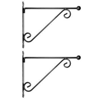 2PK Esschert Design Iron Hanging Basket Wall Hook Durable Cast Large Black