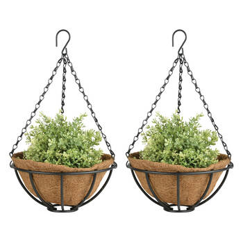 2PK Esschert Design Premium 10in Hanging Basket Outdoor Small Black