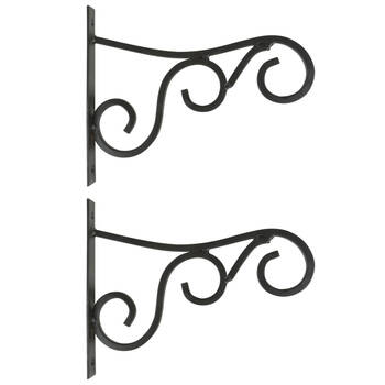 2PK Esschert Design Metal Hanging Basket Hook Garden & Outdoor Decor Medium Black