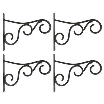 4PK Esschert Design Metal Hanging Basket Hook Garden & Outdoor Decor Medium Black