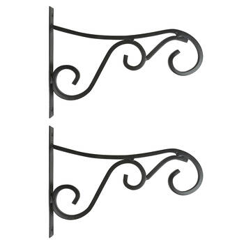 2PK Esschert Design Metal Hanging Basket Hook Garden & Outdoor Decor Large Black