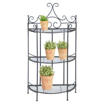Esschert Design Etagere Frame Half Round Folding Shelf Garden Storage Black