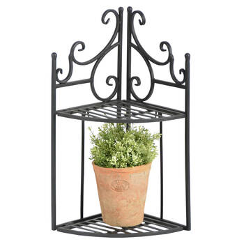 Esschert Design Etagere Frame Corner Durable Folding Rack Garden Storage Black