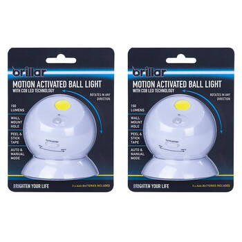 2PK Brillar Motion Activated Ball Light w/Cob LED Technology