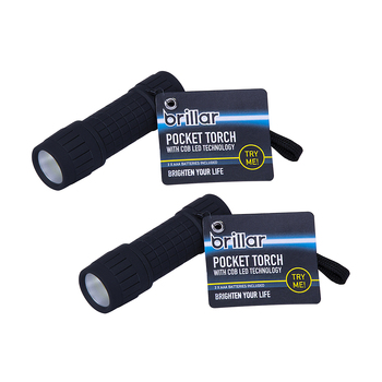2PK Brillar LED Rubber Camping/Hiking Pocket Torch Assorted