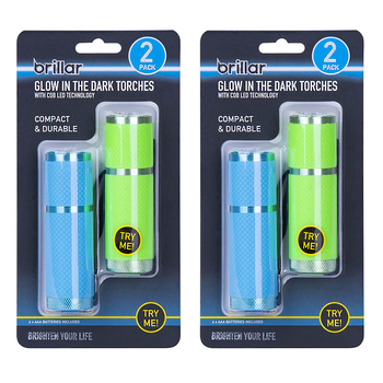 2x 2pc Brillar Glow-In-The-Dark Pocket Torch - Blue/Green