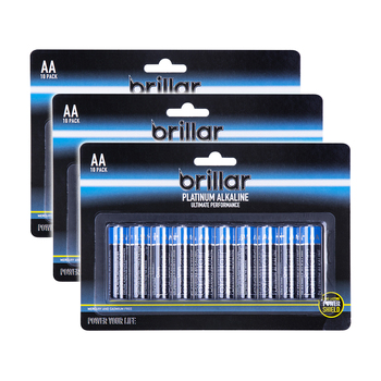 3x 10pc Brillar Aa Platinum Alkaline Batteries - Blue