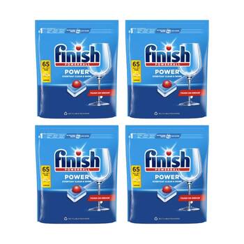 4x 65pc Finish All In 1 Powerball Dishwasher Cleaning Tablets Lemon