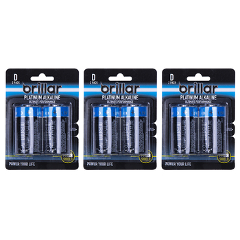 3x 2pc Brillar D LR20 1.5v Platinum Alkaline Batteries - Blue