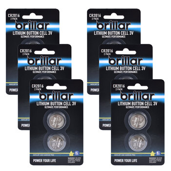 12pc Brillar Lithium Button Cell Batteries - Cr2016