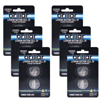 12pc Brillar Lithium Button Cell Batteries - Cr2025