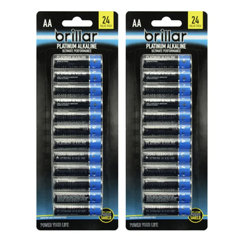2x 24pc Brillar Premium Alkaline AA Batteries - Blue