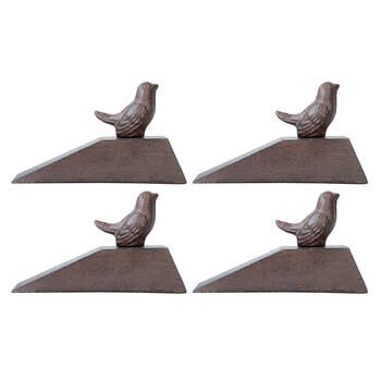 4PK Esschert Design Door Wedge Bird Home Decor Stopper 15.2cm Brown