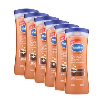 6PK Vaseline Moisturising Lotion Skin Care Cocoa Butter 48Hr Moisturisation 400ml