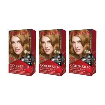 3PK Revlon Natural Long Lasting Colour Hair Dye 57 Golden Brown