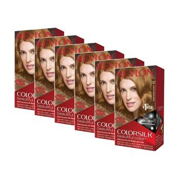 6PK Revlon Natural Long Lasting Colour Hair Dye 57 Golden Brown