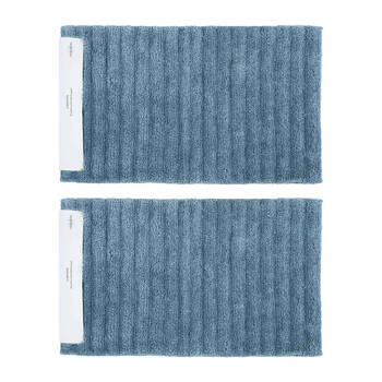 2PK Algodon Polyester Lawson Plush Bath Runner Non-Slip Soft Mat Denim 50x100cm