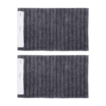 2PK Algodon Polyester Lawson Plush Bath Runner Non-Slip Soft Mat Ebony 50x100cm