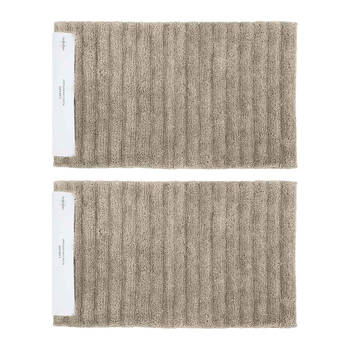 2PK Algodon Polyester Lawson Plush Bath Runner Non-Slip Soft Mat  Taupe 50x100cm