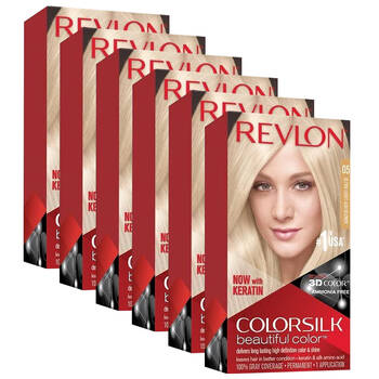 6PK Revlon Long Lasting Colour Hair Dye 05 Ultra Ash Blonde 