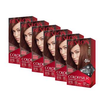 6PK Revlon Natural Long Lasting Colour Hair Dye 44 Medium Red Brown