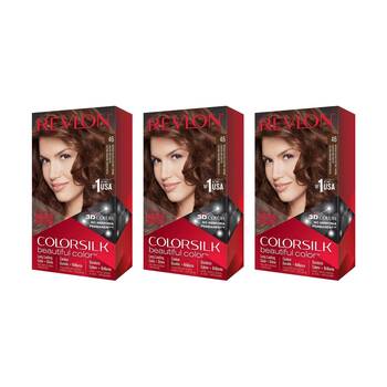 3PK Revlon Natural Long Lasting Colour Hair Dye 46 Medium Gold Chestnut