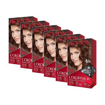 6PK Revlon Natural Long Lasting Colour Hair Dye 46 Medium Gold Chestnut