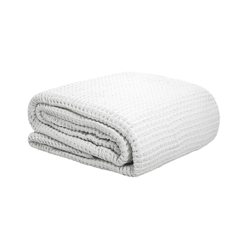 Bambury Single Bed Waffle Weave Blanket White Soft Touch Woven Home