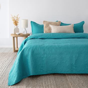 Bambury Queen/King Bed Paisley Coverlet Set Peacock Woven Home