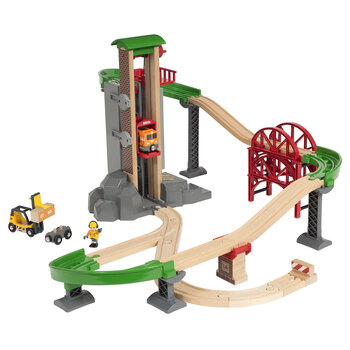 32pc Brio World Kids Toy 72cm Lift & Load Warehouse Set 3y+