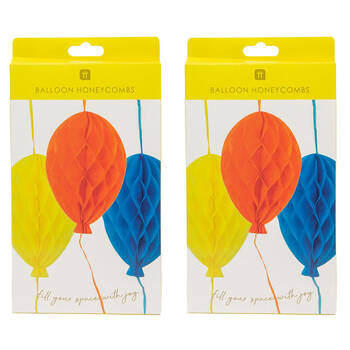 2x 3pc Talking Tables Balloon Honeycombs 26cm Birthday Party Decoration