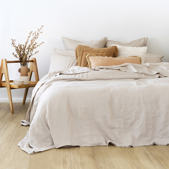 Bambury Double Bed Linen Quilt Cover Set Pebble Soft Woven Home