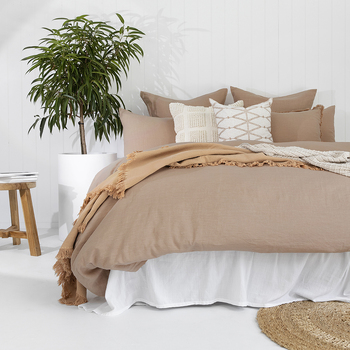 Bambury Double Bed Linen Quilt Cover Set Tea Rose Soft Woven Home