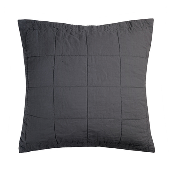Bambury Home Living Linen Quilted Euro Pillow Sham Charcoal 65cm x 65cm