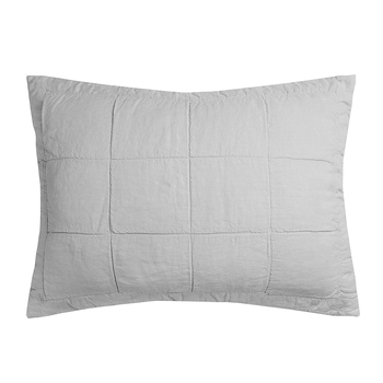 Bambury Home Living Decor Linen Quilted Pillow Sham Silver 48cm x 73cm
