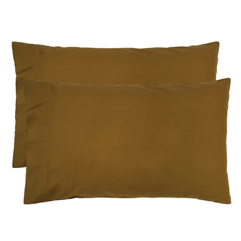 Bambury Std Temple Organic Cotton Pillowcase Pair Tobacco Woven