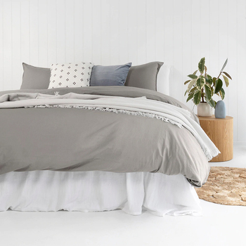Bambury Temple Double Bed Quilt Cover Set Organic Cotton Grey