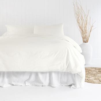 Bambury Double Bed Temple Organic Cotton Quilt Cover Set Ivory Woven