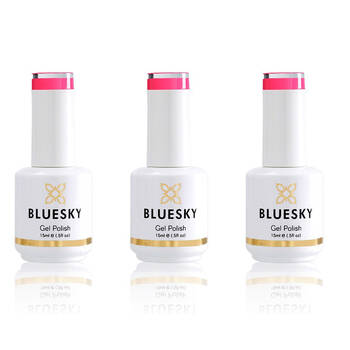 3PK Bluesky 80519 Hot Pop Pink Gel Nail Polish Manicure Colour UV LED Lacquer 15ml