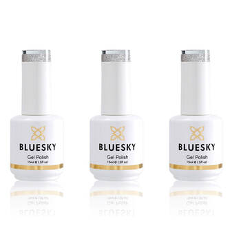3PK Bluesky 80573 Silver Glitter Explosion Gel Nail Polish Manicure/Pedicure 15ml
