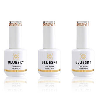 3PK Bluesky DC002 Gold Button Gel Nail Polish Manicure Colour UV LED Lacquer 15ml