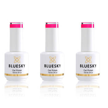 3PK Bluesky Neon9 Party Pink Gel Nail Polish Manicure Colour UV LED Lacquer 15ml