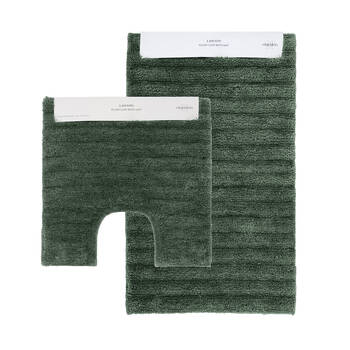 2pc Algodon Lawson Plush Luxe Non-Slip Bathroom Floor Mat Set Thyme