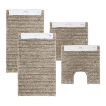 4pc Algodon Polyester Lawson Plush Bath Runner Non-Slip Soft Mat Set Taupe